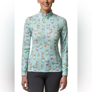 Kastel Denmark Shirt Large Sea Breeze Summer Cocktail Long Sleeve Quarter Zip